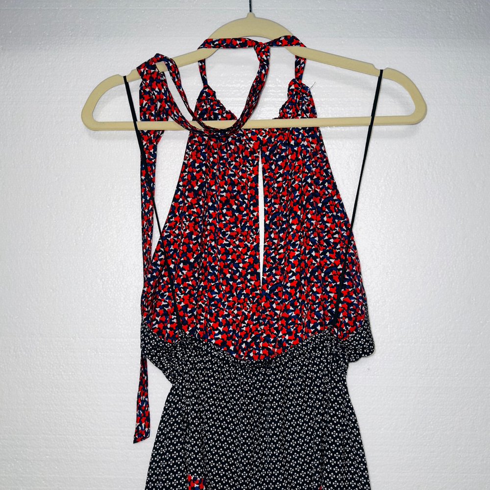 ROBERT RODRIGUEZ $395 Sz 8 Red Navy HALTER MIDI DRESS Floral High End WOMENS 8 - Picture 8 of 13